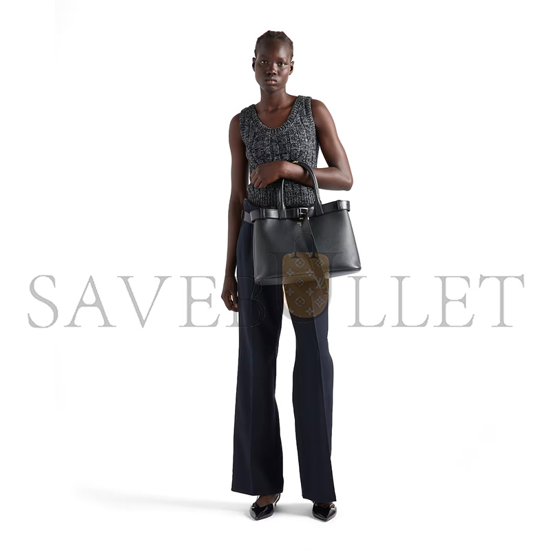PRADA BUCKLE LARGE LEATHER HANDBAG WITH BELT 1BA416 (37*27*14cm)